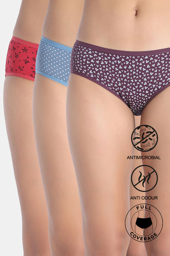 Buy Zivame Low Rise Full Coverage Hipster Panty (Pack of 3) - Multicolor